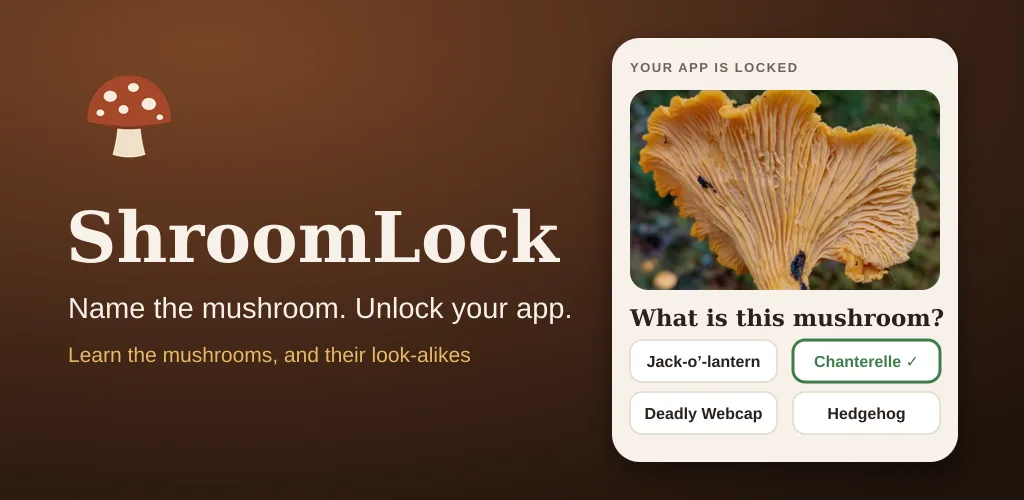 ShroomLock: Name the mushroom. Unlock your app.